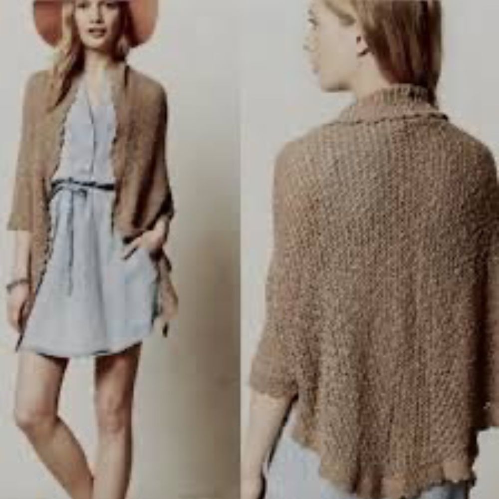 Anthropologie Angel Of The North NWT Nysa Taupe‎ Shawl Sz M/L